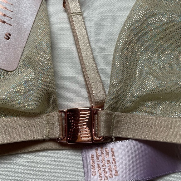 SAVAGE X FENTY Bralette Front Closure Mesh Sheer Metallic Pearl XS adjustable - Picture 6 of 8